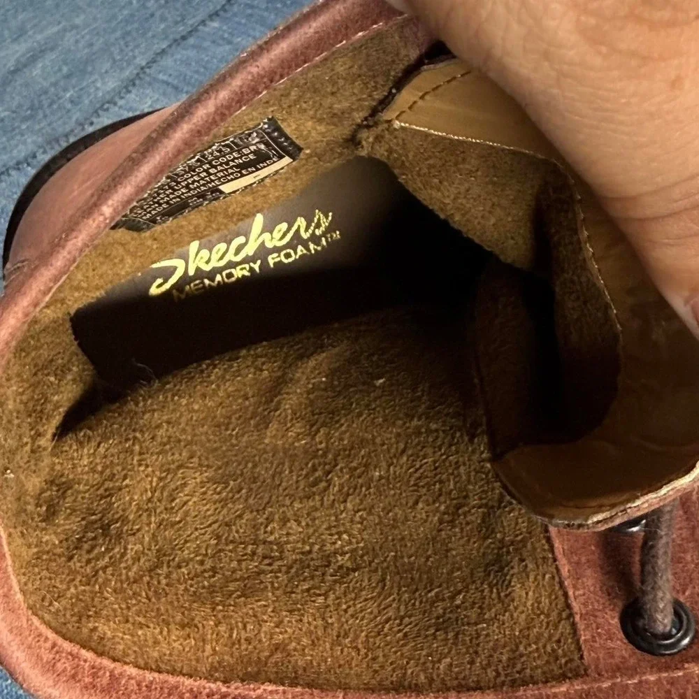 Skechers Brown leather lace up boots